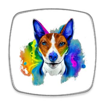 Basenji Design in Farbe - Viereckiger Kühlschrankmagnet - Weiß - Vorne