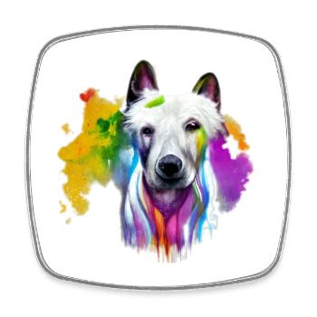 White Shepherd - Berger Blanc Design - Square fridge magnet - white - Front