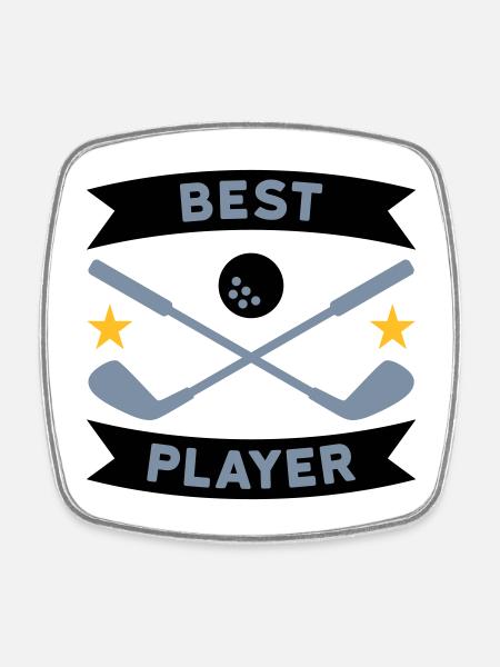 Best golf player (banners, stars, golf clubs) - Square fridge magnet - white