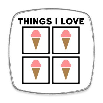 Things I love (icecream) - Viereckiger Kühlschrankmagnet - Weiß - Vorne