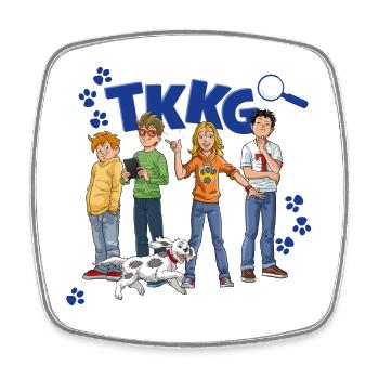 TKKG Junior Logo Mit Der Bande Und Pfoten - Viereckiger Kühlschrankmagnet - Weiß - Vorne