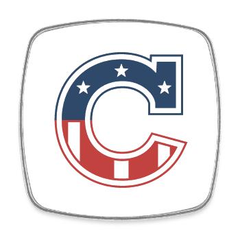 Letter C USA - Square fridge magnet - white - Front