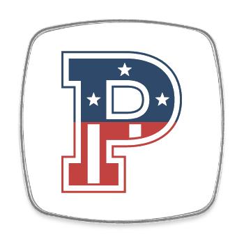 Letter P USA - Square fridge magnet - white - Front