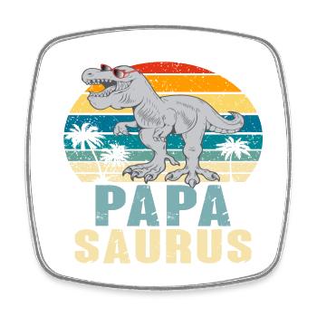 Papasaurus Fête des Pères Dinosaure T-Rex Idée Cadeau - Magnet carré - blanc - Devant