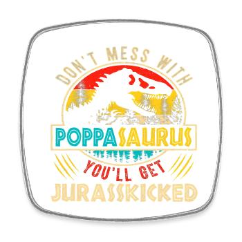 Papasaurus - père, père, fête des pères, cadeau, famille - Magnet carré - blanc - Devant
