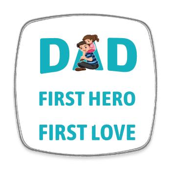 | D’AMOUR DE PAPA HERO Fête des Pères Fête des Pères - Magnet carré - blanc - Devant