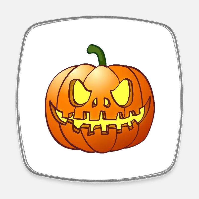 The Scary Halloween Pumpkin Lantern illustration - Square fridge magnet - white