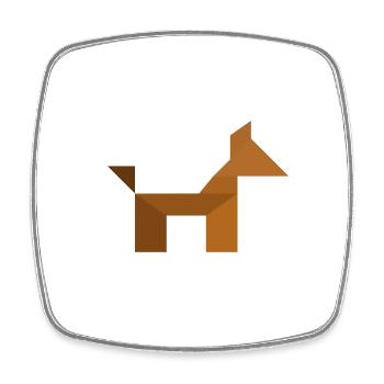 Chien - Tangram - Magnet carré - blanc - Devant