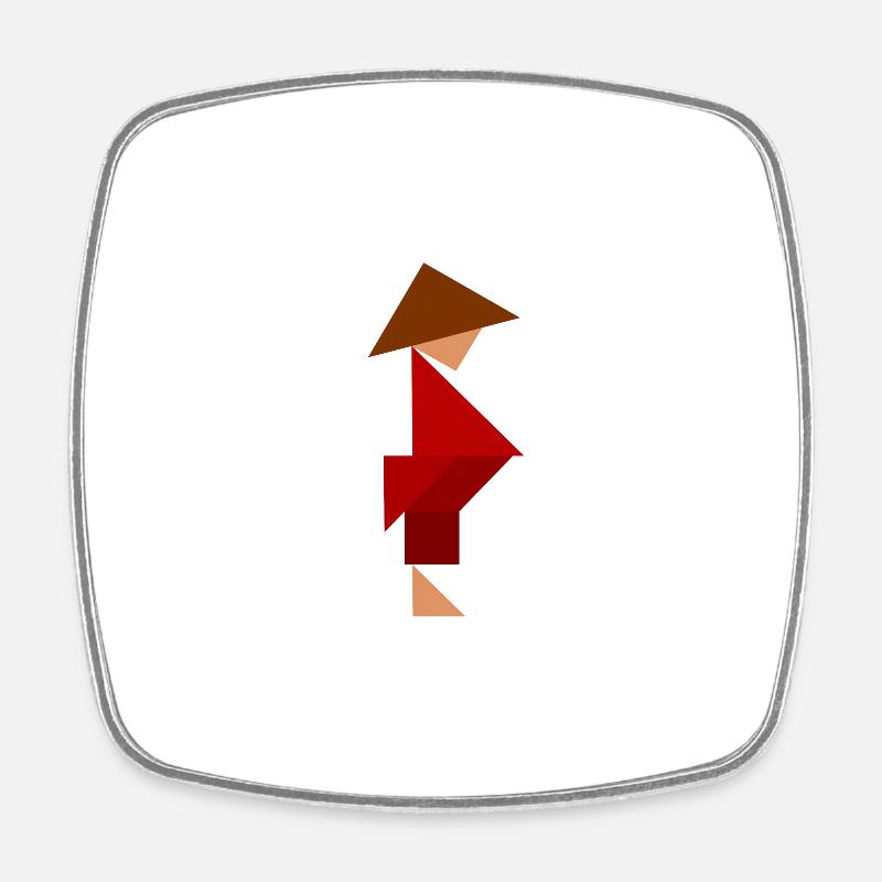 Samurai - Tangram - Viereckiger Kühlschrankmagnet - Weiß