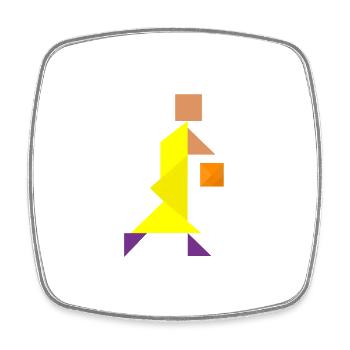 Basketball players - Tangram - Square fridge magnet - white - Front