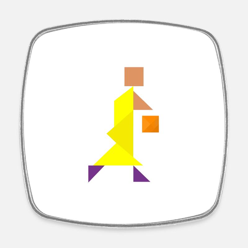 Basketball players - Tangram - Square fridge magnet - white
