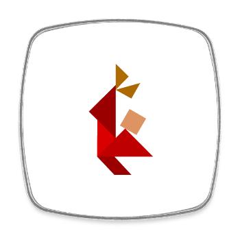 Breakdancer - Tangram - Magnet carré - blanc - Devant