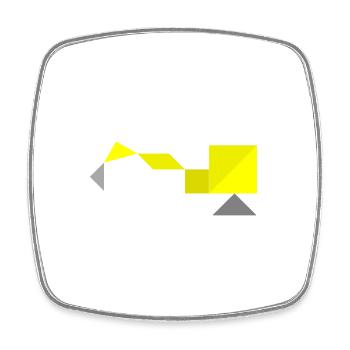 Pelles - Tangram - Magnet carré - blanc - Devant