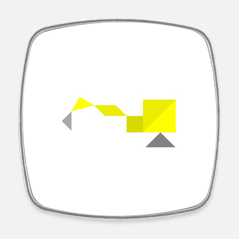 Bagger - Tangram - Viereckiger Kühlschrankmagnet - Weiß