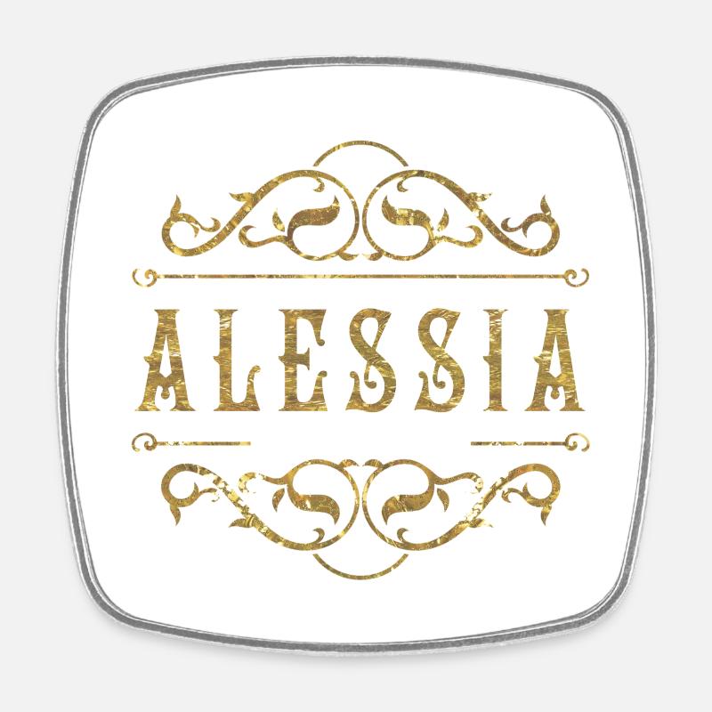 Alessia or - Magnet carré - blanc