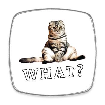 Chat – Quoi? - Magnet carré - blanc - Devant
