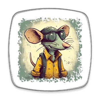 Rats see poorly but can smell well - Square fridge magnet - white - Front