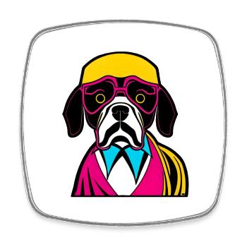 Glücklicher Hund. Glückliche Hunde. Boxer - Viereckiger Kühlschrankmagnet - Weiß - Vorne