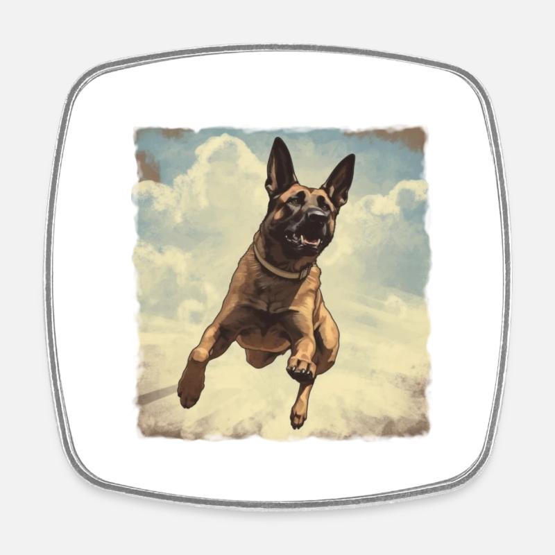 Belgischer Schäferhund Vintage - Viereckiger Kühlschrankmagnet - Weiß