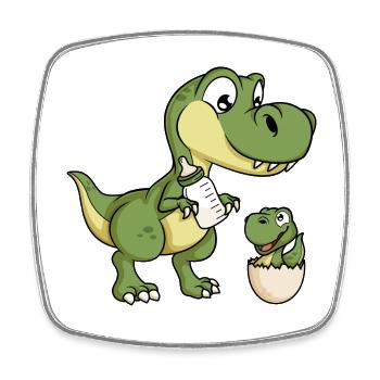 Dinosaurier Milch Baby Dino Dinos Geschwister - Viereckiger Kühlschrankmagnet - Weiß - Vorne