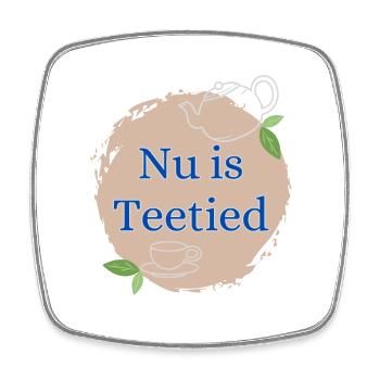 Nu is Teetied - Viereckiger Kühlschrankmagnet - Weiß - Vorne