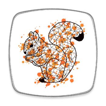 Squirrell GeomeTRIX bunt - Viereckiger Kühlschrankmagnet - Weiß - Vorne
