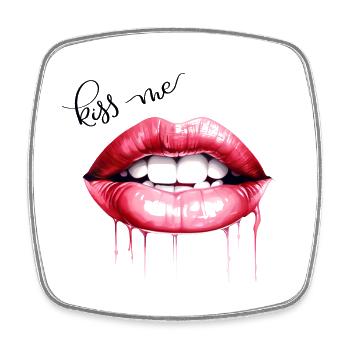 Embrasse-moi les lèvres Kissing Mouth Cadeau - Magnet carré - blanc - Devant