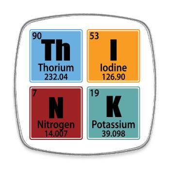 Think - Éléments du tableau périodique - Magnet carré - blanc - Devant