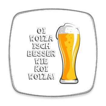 Woiza Weizen Spruch Schwabe Sprüche Schwäbisch - Viereckiger Kühlschrankmagnet - Weiß - Vorne