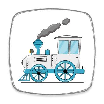 Children's train railway white - Square fridge magnet - white - Front
