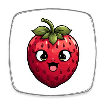 Süße lustige Erdbeere Sommer Kawaii Geschenk - Viereckiger Kühlschrankmagnet - Weiß - Vorne