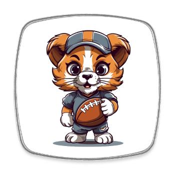 Mascotte d’animal de football américain Lion mignon - Magnet carré - blanc - Devant