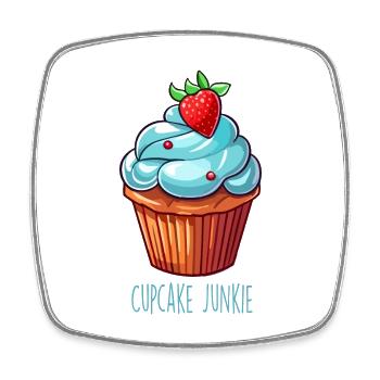 Cupcake Junkie Cupcakes Süßigkeiten Backwaren - Viereckiger Kühlschrankmagnet - Weiß - Vorne