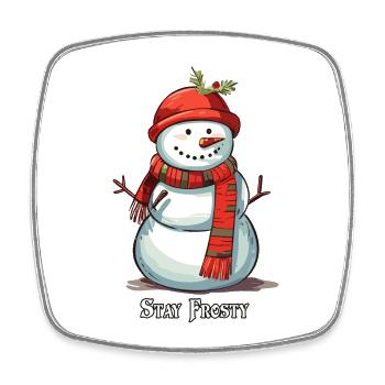 Bonhomme de neige drôle Stay Frosty - Magnet carré - blanc - Devant