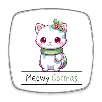 Meowy Catmas Funny Cats Christmas - Square fridge magnet - white - Front
