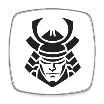 Samurai Helmet Logo Katana Swordsman - Square fridge magnet - white - Front