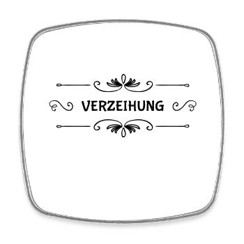 mit der Bitte um Vergebung - Viereckiger Kühlschrankmagnet - Weiß - Vorne