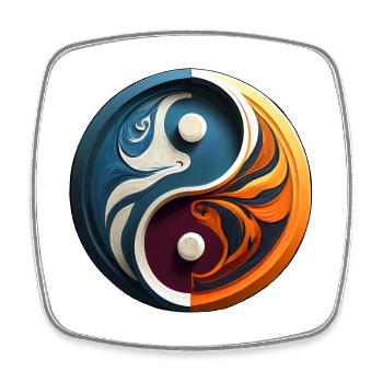 Abstract Yin Yang, Fire and Water, Duality - Square fridge magnet - white - Front