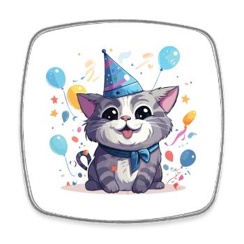 New Year's Eve Cat Happy New Year New Year Party Celebration - Square fridge magnet - white - Front