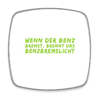 der Benz bremst - Viereckiger Kühlschrankmagnet - Weiß - Vorne