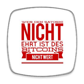 den Satoshi ehren - Viereckiger Kühlschrankmagnet - Weiß - Vorne