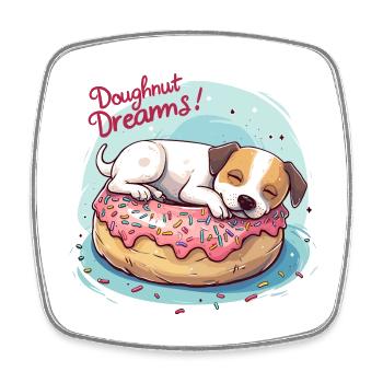 Doughnut Dog Dreams Donut Hunde Träume - Viereckiger Kühlschrankmagnet - Weiß - Vorne