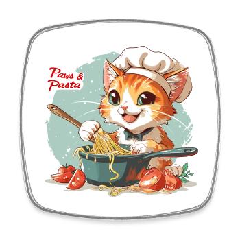 Paws and Pasta Paws and Pasta Animal Sayings - Square fridge magnet - white - Front