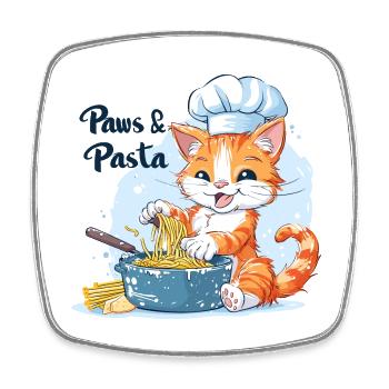 Paws and Pasta Paws and Pasta Animal Sayings - Square fridge magnet - white - Front