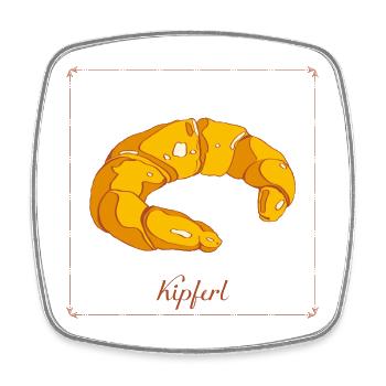 Breakfast croissants crisp and smart and sweet - Square fridge magnet - white - Front