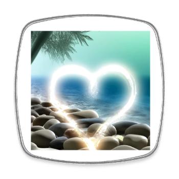 Coeur sur la plage de galets - Magnet carré - blanc - Devant