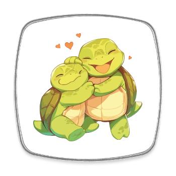 Turtles Love Hug Cuddle Heart Cute - Square fridge magnet - white - Front