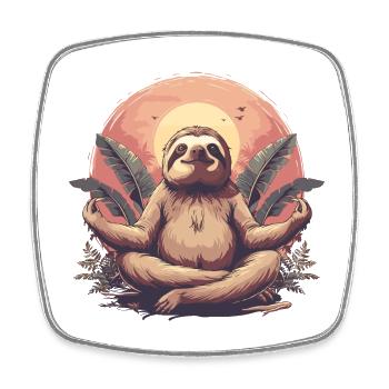 Sloth Yoga Relaxation Chilling Gift - Square fridge magnet - white - Front