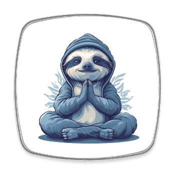 Yoga, Sloth, Relaxation, Chilling, Meditation - Square fridge magnet - white - Front