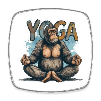 Yoga Monkey Relaxation Chilling Meditation Namaste - Square fridge magnet - white - Front